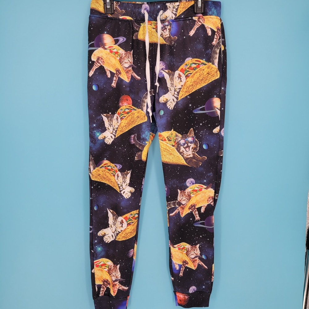 Cosmic Taco Cat galaxy Joggers unisex M Galaxy Kitsch meme internet core funny